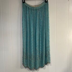 Vintage Silk Beaded Skirt Art Deco Formal Costume Judith Ann Creations Small